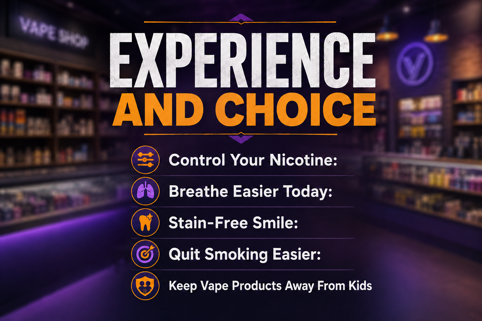 Make an Informed Decision Experience and Choice Series poster detailing customer nicotine options